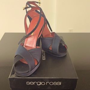 Sergio Rossi Black Satin Sandals Size 39 European